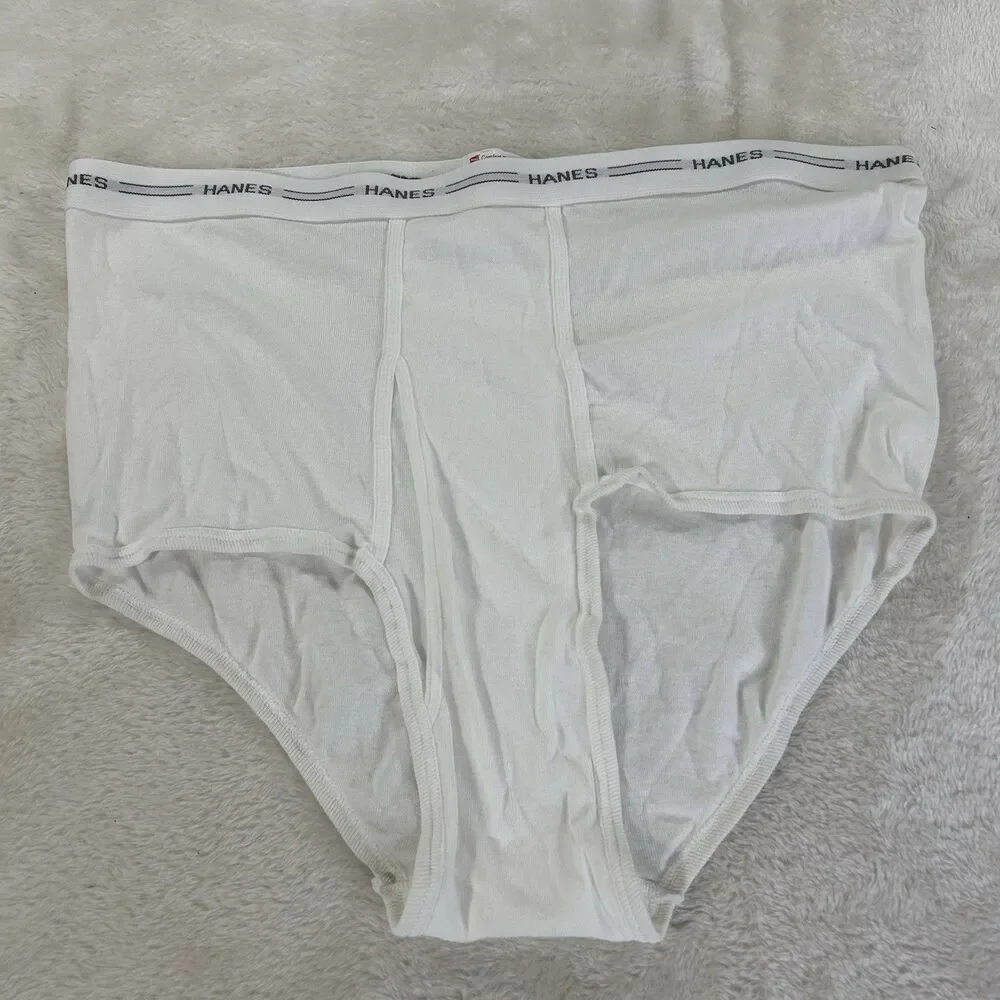 VINTAGE LOT OF 3 Hanes Cotton Mens Briefs White 3X (48-50) Comfort Flex NEW